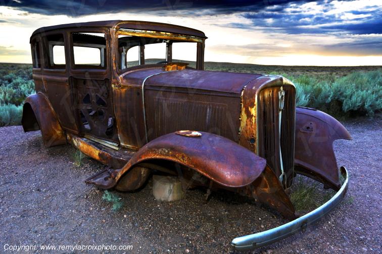 Old Wreck Route 66 Petrified Forest National Park Arizona USA